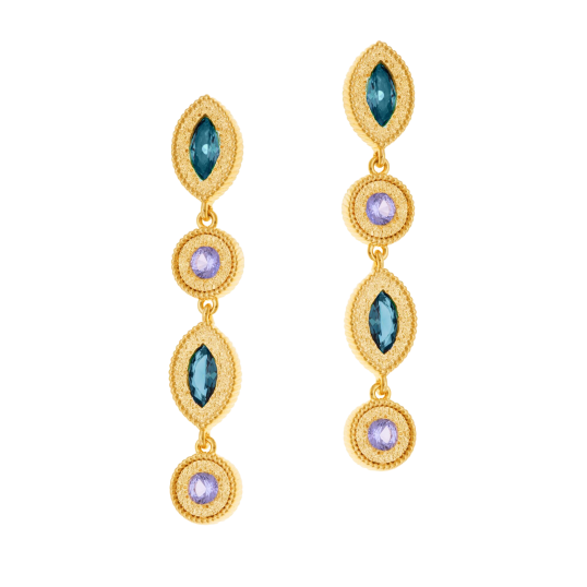 Boucles d'oreilles en argent doré et oxydes de zirconium