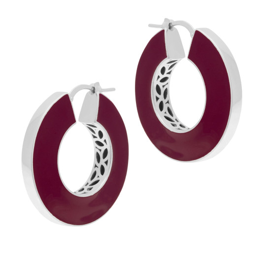 Boucles d'oreilles en argent rhodié et laque