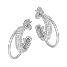 Boucles d'oreilles en argent rhodié et oxydes de zirconium