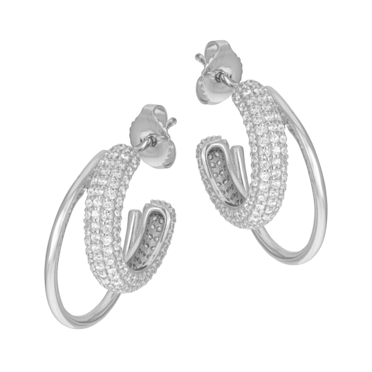 Boucles d'oreilles en argent rhodié et oxydes de zirconium