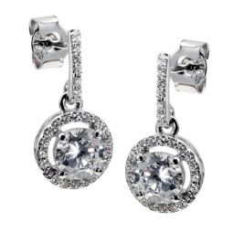 Boucles d'oreilles en argent rhodié, oxydes de zirconium