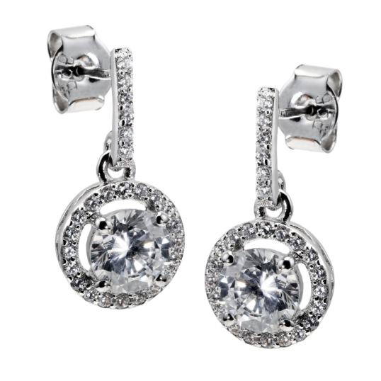 Boucles d'oreilles en argent rhodié, oxydes de zirconium