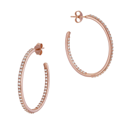 Créoles bronze plaqué or rose et oxydes de zirconium