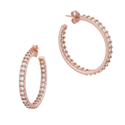 Créoles bronze plaqué or rose et oxydes de zirconium