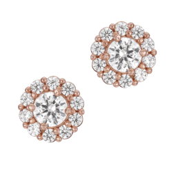 Boucles d'oreilles en bronze plaqué or rose et oxydes de zirconium