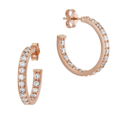 Créoles en bronze plaqué or rose et oxydes de zirconium