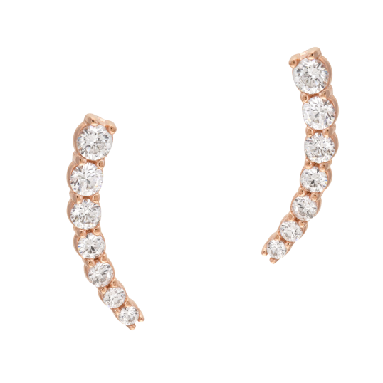 Boucles d'oreilles en bronze plaqué or rose et oxydes de zirconium