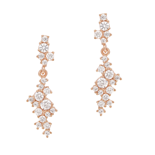 Boucles d'oreilles en bronze plaqué or rose, oxydes de zirconium