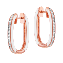 Boucles d'oreilles en bronze plaqué or rose, laque et oxydes de zirconium