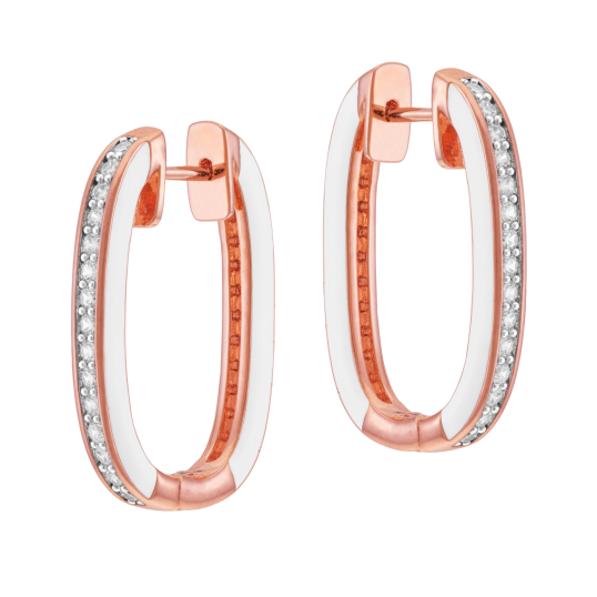 Boucles d'oreilles en bronze plaqué or rose, laque et oxydes de zirconium