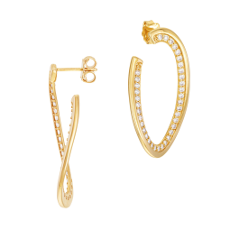 Boucles d'oreilles en bronze plaqué or et oxydes de zirconium