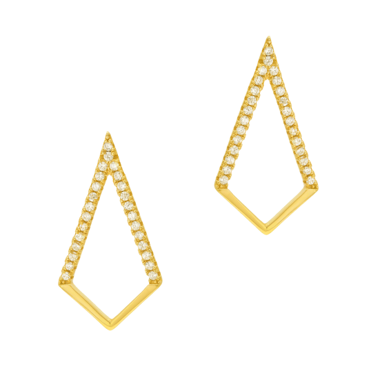 Boucles d'oreilles en argent doré et oxydes de zirconium, losange