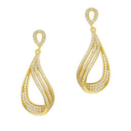 Boucles d'oreilles en argent doré et oxydes de zirconium