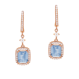 Boucles d'oreilles en argent doré rose, oxydes de zirconium