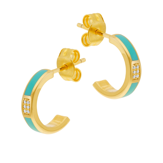 Boucles d'oreilles en argent doré, oxydes de zirconium et laque Boucles d'oreilles en argent doré, oxydes de zirconium et laque