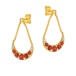 Boucles d'oreilles en argent doré, grenats et oxydes de zirconium