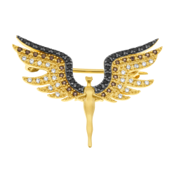 Broche en plaqué or, spinelles et oxydes de zirconium