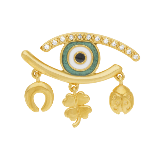 Pin's en plaqué or, oxydes de zirconium et laque 