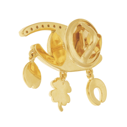 Pin's en plaqué or, oxydes de zirconium et laque 