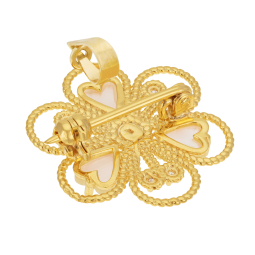 Broche pendentif plaqué or, nacres et oxydes de zirconium