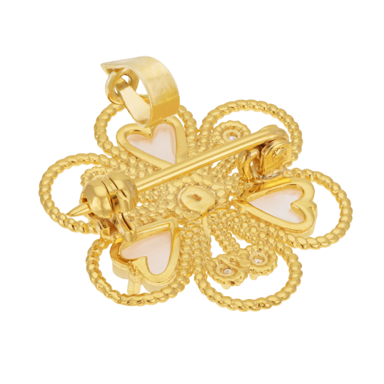 Broche pendentif plaqué or, nacres et oxydes de zirconium Broche pendentif plaqué or, nacres et oxydes de zirconium