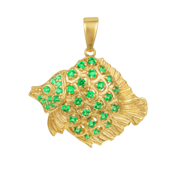 Broche pendentif en plaqué or et oxydes de zirconium , poisson