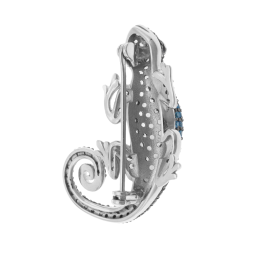Broche pendentif en argent rhodié et oxydes de zirconium, gecko