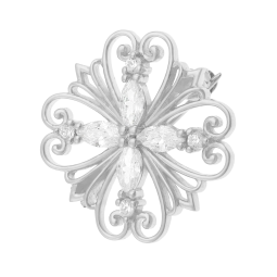 Broche en argent rhodié et oxydes de zirconium