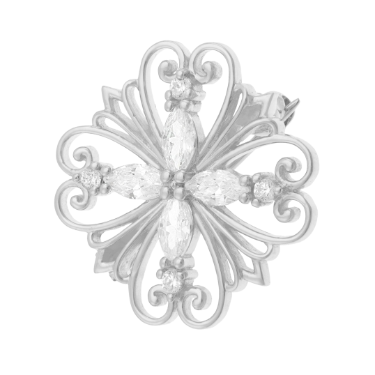 Broche en argent rhodié et oxydes de zirconium Broche en argent rhodié et oxydes de zirconium