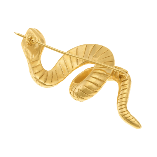 Broche en argent doré et laque noire, serpent Broche en argent doré et laque noire, serpent