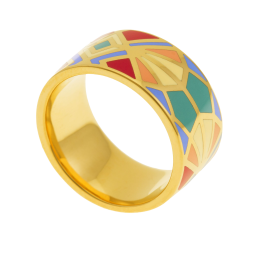 Bague en plaqué or et laque