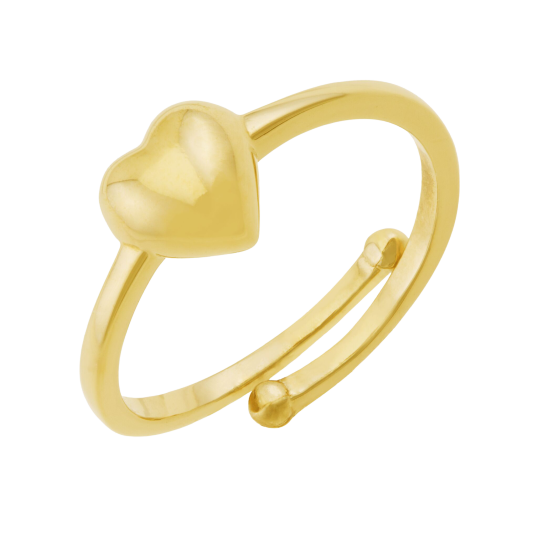 Bague règlable en plaqué or, coeur