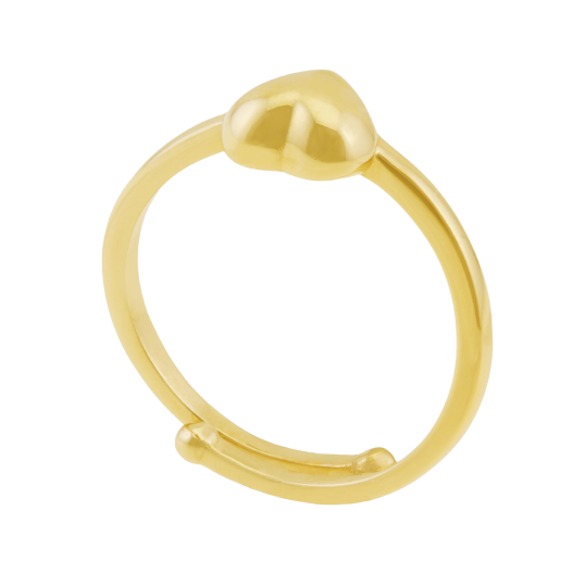 Bague règlable en plaqué or, coeur