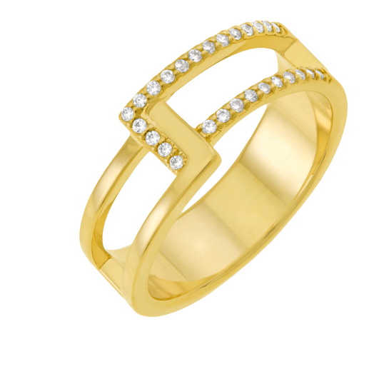 Bague en plaqué or et oxydes de zirconium