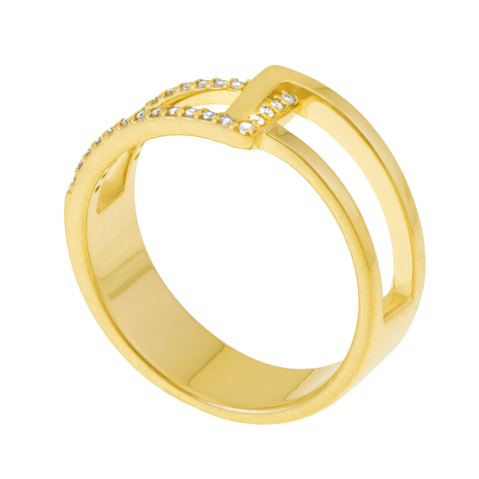 Bague en plaqué or et oxydes de zirconium