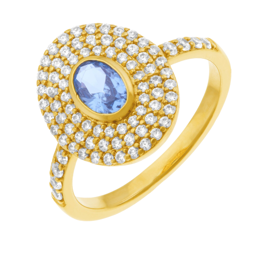 Bague en plaqué or et oxydes de zirconium