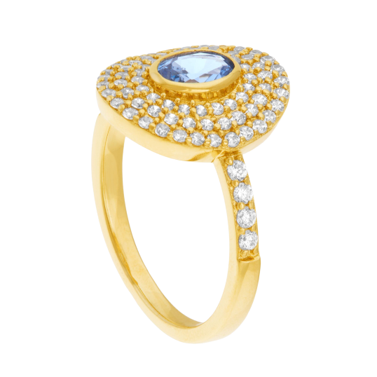 Bague en plaqué or et oxydes de zirconium