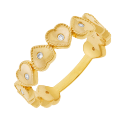 Bague en plaqué or et oxydes de zirconium, coeurs
