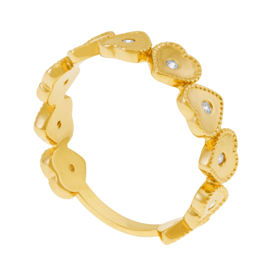 Bague en plaqué or et oxydes de zirconium, coeurs Bague en plaqué or et oxydes de zirconium, coeurs