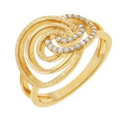 Bague en plaqué or et oxydes de zirconium