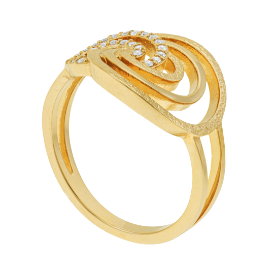 Bague en plaqué or et oxydes de zirconium