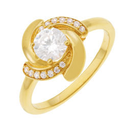 Bague en plaqué or et oxydes de zirconium