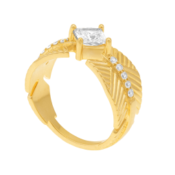 Bague en plaqué or et oxydes de zirconium
