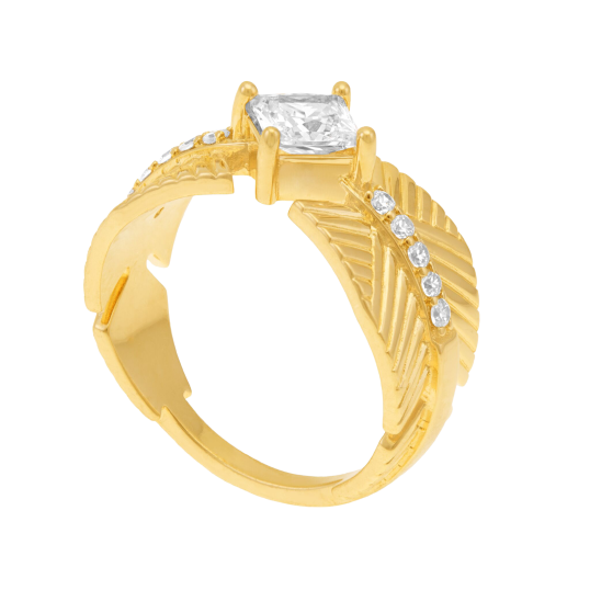 Bague en plaqué or et oxydes de zirconium