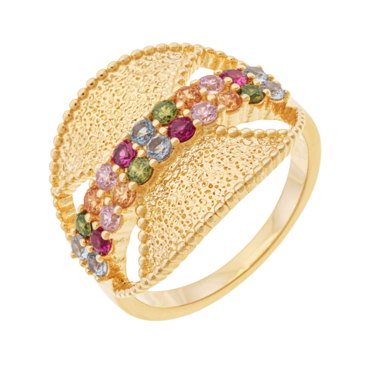 Bague en plaqué or et oxydes de zirconium