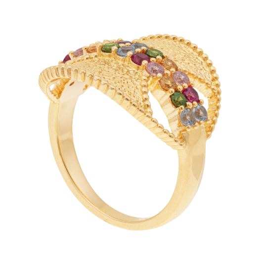 Bague en plaqué or et oxydes de zirconium