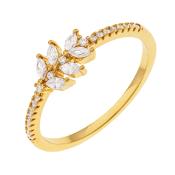 Bague en plaqué or et oxydes de zirconium