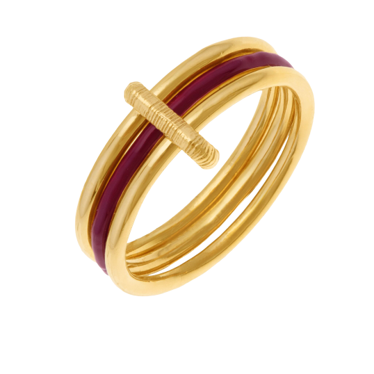 Bague en plaqué or et laque