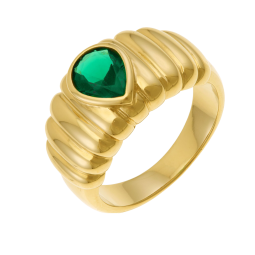 Bague en plaqué or et oxyde de zirconium