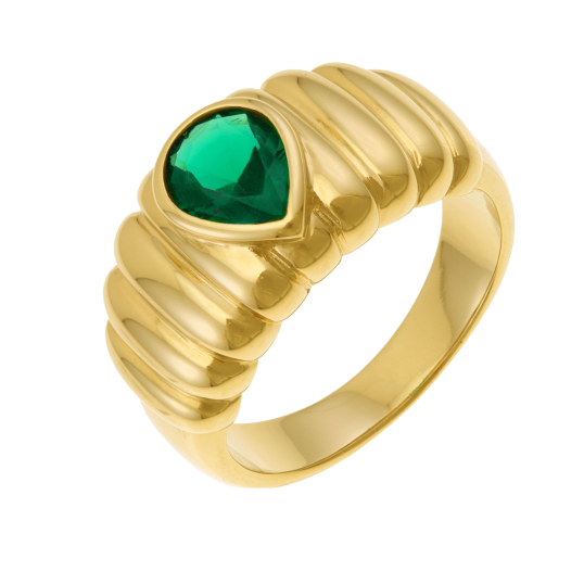 Bague en plaqué or et oxyde de zirconium